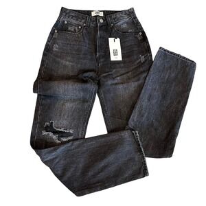 ZGY Denim‎ Size 26 Black Straight Up High Rise Relaxed Straight Jeans NWT NEW